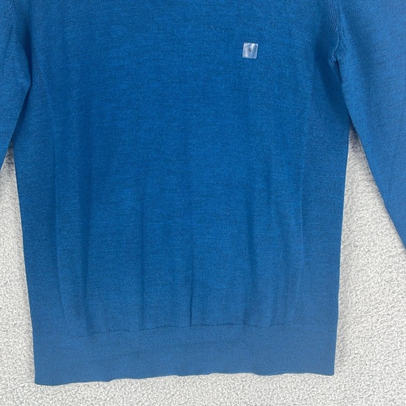 Express blue turtleneck long sleeve 100% Merino Wool sweater men’s small stretch - Picture 3 of 14